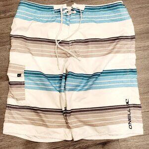 ONeill Swim Trunks Mens Size 34 Hyperfreak Stripe Board Shorts Bathing Suit